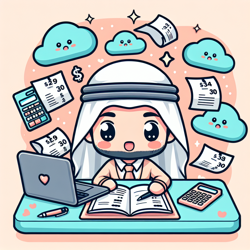 홈페이지 제작 견적서를 비교 분석하는 사업주 일러스트