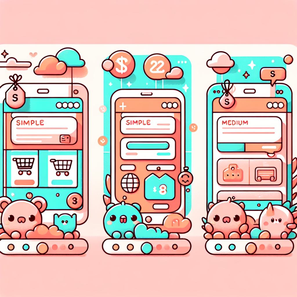 다양한 홈페이지 유형별 가격표와 기능 비교 일러스트